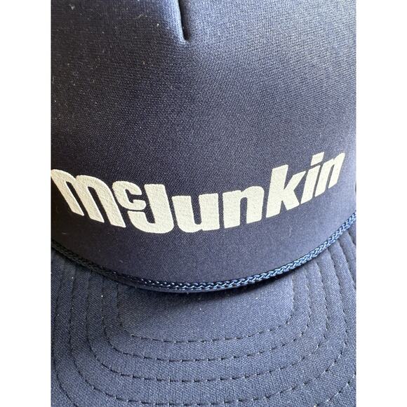Vintage Nissin Men Hat Navy Blue Snapback Cap Classic Outdoor Trucker McJunkin - Picture 2 of 6